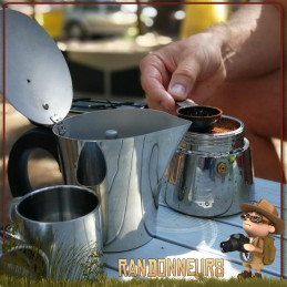 Cafetière expresso Italienne Inox 2 Tasses Basic Nature bivouac bushcraft