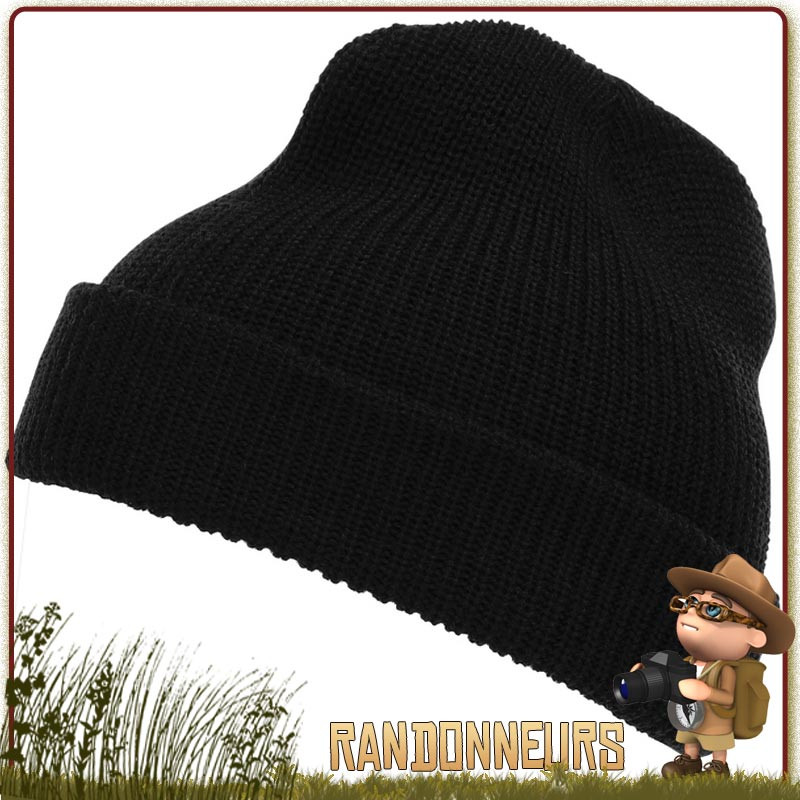 Bonnet Commando Laine Noir Fostex pour la randonnée bushcraft bien au chaud