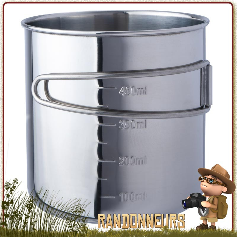 THERMO250 - TASSE THERMOS TATONKA GRADUÉE AVEC POIGNÉE PLIANTE ET COUVERCLE  - 250 ML - ACIER INOX