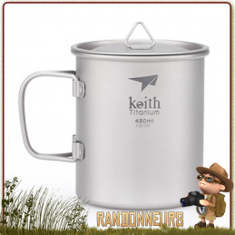 Tasse randonnee legere Titane avec poignée 45 cl KEITH