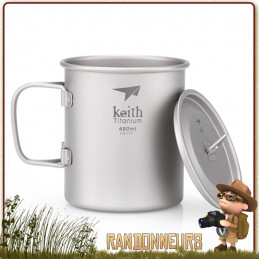 Tasse randonnee legere Titane avec poignée 45 cl KEITH