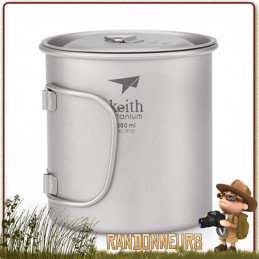 Tasse Pot Titane ultra light avec poignée 55 cl KEITH bivouac leger