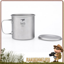 vaisselle trekking Tasse Pot Titane avec poignée 65 cl KEITH ultra leger bivouac