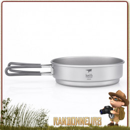 Set Popote Titane 3 Pieces Keith avec pot, casserole et poele ultra leger pour randonner