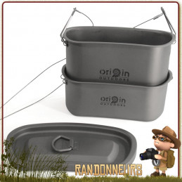 Popote Gamelle Titane avec Quart Origin Outdoors pour randonner bivouac leger et bushcraft cuisson feu de bois