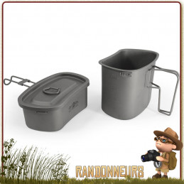 Popote Gamelle Titane avec Quart Origin Outdoors pour randonner bivouac leger et bushcraft cuisson feu de bois