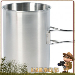 Tasse Acier Inox 85 cl Tatonka graduée, anses repliables compatible gourde Nalgene de 1 Litre pour feu de camp