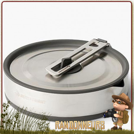 Lot de 2 casseroles de camping en acier inoxydable avec poignée pliable pour camping, randonnée, pique-nique