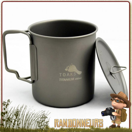 TOAKS Titan Campingbecher 450ml - Ultraleichter Outdoor Becher Mit Deckel