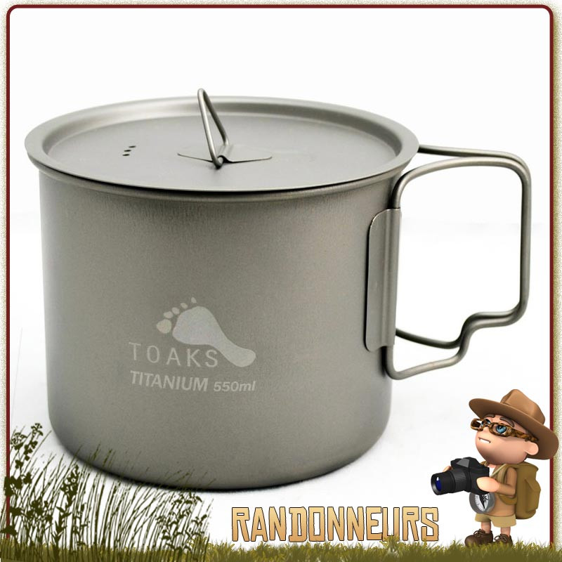 pot tasse titane de Toaks est un pot en titane ultra léger 55 cl pour la randonnée ultra light et bivouac léger