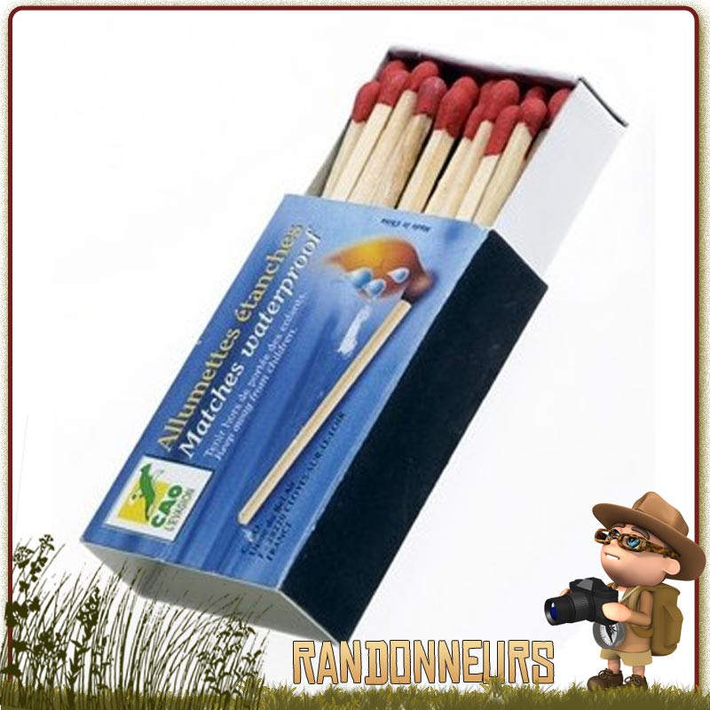 Boite 25 Allumettes Imperméables CAO allume feu bushcraft survie rando