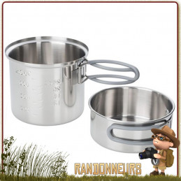 Pot en acier inoxydable Esbit de 1000 ml 100 cl. Robuste et légère, cette popote inox Esbit est compact et robuste en bushcraft