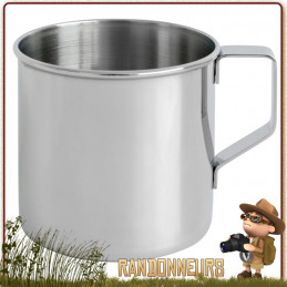 tasse Inox 50 cl Zebra Relags métal poli avec rebords et anse de très bonne prise en mains