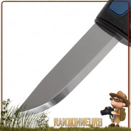 Couteau bushcraft Mora PRO S Inox Lame en acier Carbone 12c27 de 8.9 cm, dureté 60 HRC, manche gomme noir