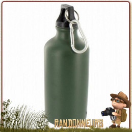 gourde aluminium 50 cl militaire et randonnée légère highlander, gourde alu 0.5l avec mousqueton