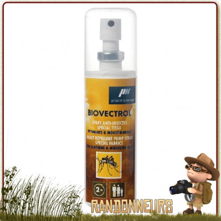 Spray Biovectrol Tissus Pharmavoyage perméthrine moustiques tiques